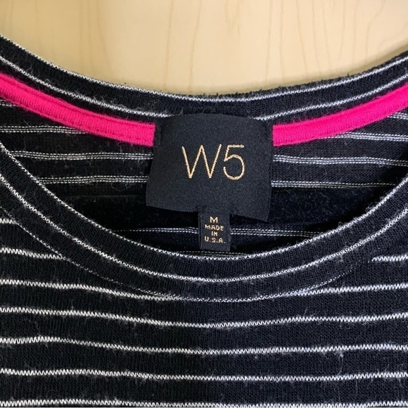 W5 Black and White Striped Top Size Medium - Picture 2 of 5